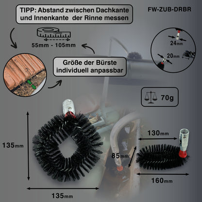 Abmessungen der FenWi Dachrinnenbürste im Detail